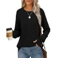 thumbnail image 1 of Black Women's Long Sleeve T-shirt, Women'S Long Sleeve Tops Crewneck Basic Lightweight Fall Shirt With Thumb Holes,Women's Long sleeve T-shirt XXL, 1 of 9