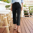 thumbnail image 1 of Black Women's Pants Cropped Linen Pants Women High Waisted Straight Leg Work Pants Business Casual Ankle Pants with Pockets, 1 of 6