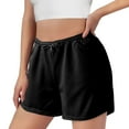 Black Women's Pants, Polyester Shorts for Women, Women Casual Summer