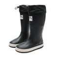 thumbnail image 1 of Black Women's Rain Boots Waterproof and Slip Resistant for Rainy Days Thickened Flat Sole Design Adult Rain Boots Comfortable High Top Casual Outdoor Shoes Size 5.5, 1 of 5