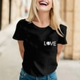thumbnail image 1 of Black Women's Short Sleeve T-shirt, Women Daily Casual Printed Short Sleeve O Neck T Shirt Tops,Women's Short sleeve T-shirt XXL, 1 of 6