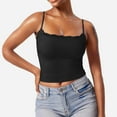 thumbnail image 1 of Black Women's Tanks, Lace Top Double Lined Sexy Tank Top Spaghetti Strap Club Shirt Square Neck Sexy Vest,Women's Tanks & Camis M, 1 of 8