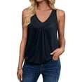 thumbnail image 1 of Black Women's Tanks, Womens Tank Tops Loose Fit V Neck Ruched Sleeveless Tops Casual Basic Shirts S Xxl,Women's Tanks & Camis L, 1 of 9