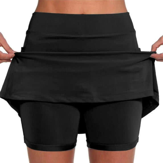 Black Women's Yoga Shorts, Women'S Pocket Pants Solid Mid Waist Culottes Short Skirts Skinny Pants,Women's Yoga Shorts XXL