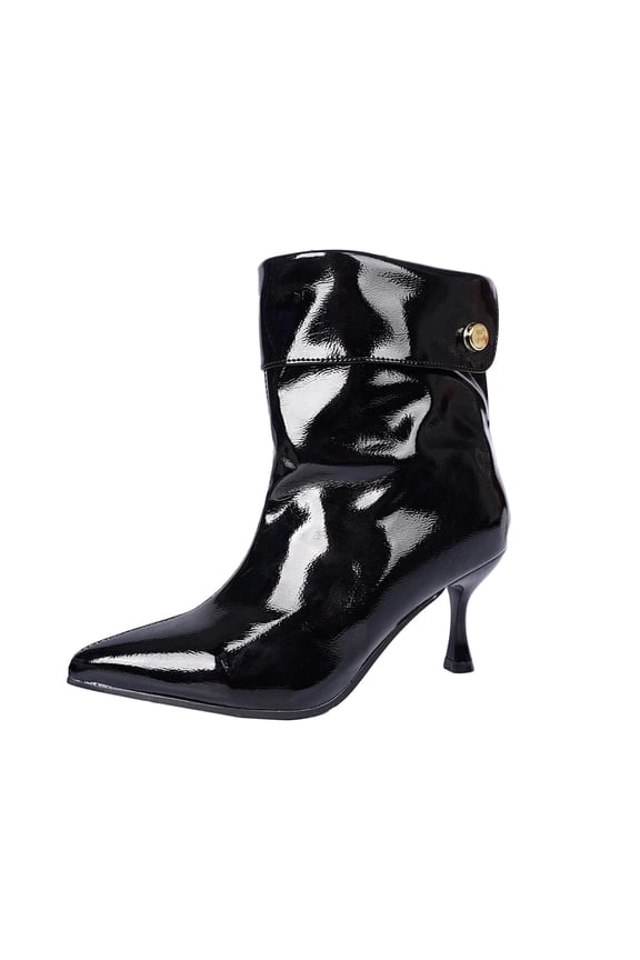 Black Womens Ankle Boots Winter Pointed Toe Casual Heels Fashion Short Boots For Women Outdoor Indoor Comfortable Footwear Stylish Low Cut Booties Size 36