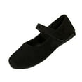 thumbnail image 1 of Black Womens Black Mary Jane Flats With Decorative Buckle Comfortable Soft Sole Casual Shoes For Everyday Wear, 1 of 6