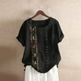 thumbnail image 1 of Black Womens Blouses Blouse Size Shirt Floral Women Plus Top Sleeves Embroidered Short Plus Size Tops Ladies Tops and Blouses, 1 of 4