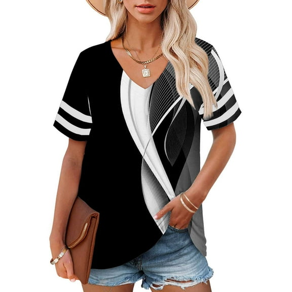 Black Womens Blouses Plus Size V Neck T Shirts Women Short Sleeve Tops Casual Summer Tshirts Loose Fit Tee Ladies Tops and Blouses