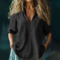thumbnail image 1 of Black Womens Blouses Women Baggy Cotton Linen Tops Stylish Print Blouse for Women Plus Size Long Sleeve V Neck T Shirt Ladies Tops and Blouses, 1 of 3