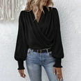 thumbnail image 1 of Black Womens Blouses Women's Elegant Women's V Neck with Great Sleeves Temperament Worker Women's Solid Color Shirt Blouses for Women Dressy Casual, 1 of 6