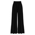 thumbnail image 1 of Black Womens Business Casual Pants, Tall Wide Leg Trousers, Weekend Nylon Work Pants, Women's Solid Color Casual Elastic Waist Pants Wide Leg Plus Size Loose, 1 of 6