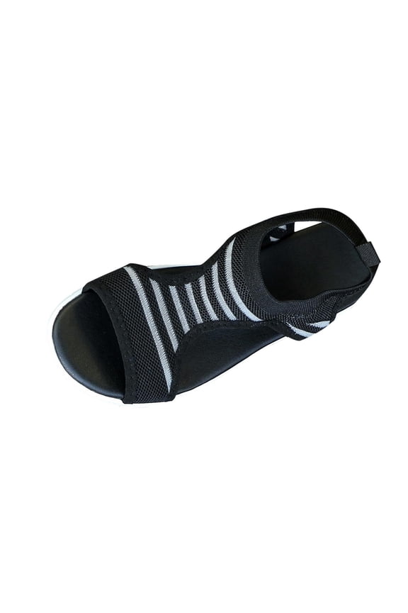 Black Womens Casual Knit Mesh Open Toe Sport Sandals Comfortable Breathable Slippers Platform Shoes 1Pc With Shoe Box Heel Height 1.38 Inches Size 40 Eu Foot Length 9.84 Inches