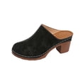 thumbnail image 1 of Black Womens Clog Mules Block Heel Closed Toe Casual Faux Leather Contrast Stitching Cushioned Footbed Slip On Size 36 Foot Length 9.06 Inches, 1 of 9