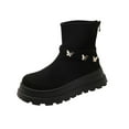 thumbnail image 1 of Black Womens Comfortable Boots With Rear Zipper And Flat Sole For Casual Wear And Versatile Styling, 1 of 9