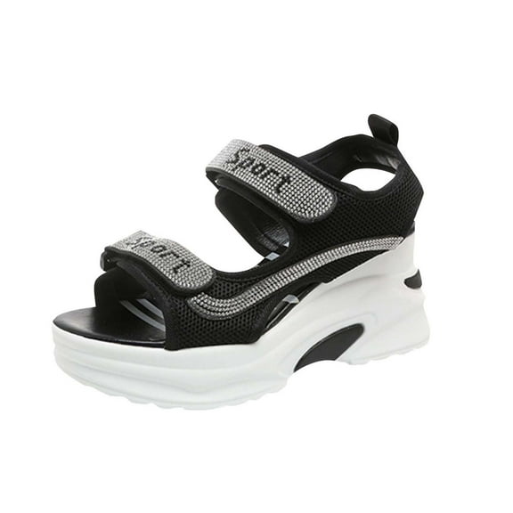 Black Womens Comfortable Wrap Around Sports Sandals Casual Vacation Footwear In Black For Summer