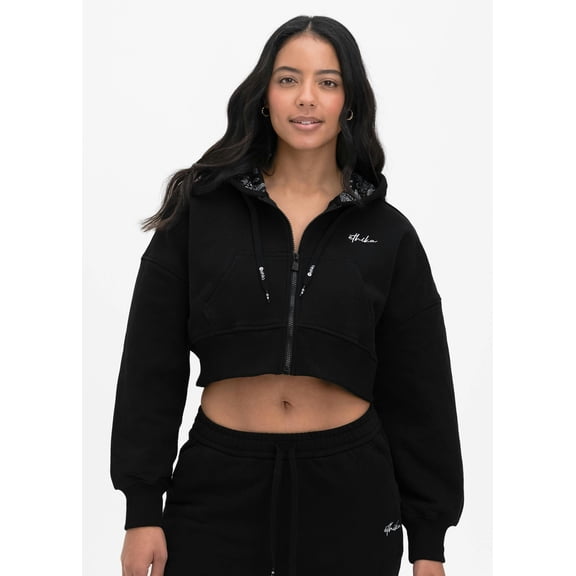 Black | Womens Crop Zip Hoodie