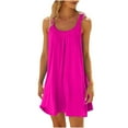 thumbnail image 1 of Black Womens Dress Boho Dress for Women Plus Size,Womens Cute Beach Dresses Sleeveless Midi Dress Crew Neck Ruffle Flowy Dresses Dresses for Wedding, 1 of 5