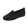 thumbnail image 1 of Black Womens Easy Slip On Flats With Mesh Upper And Rhinestone Embellishment For Spring And Summer, 1 of 9