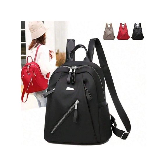Black Womens Fashion Backpack With Zipper Closure And Adjustable Straps