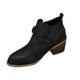 thumbnail image 1 of Black Womens Fashion Boots With Pointed Toe And Belt Buckle Thick Heel For Comfortable And Stylish Wear, 1 of 9