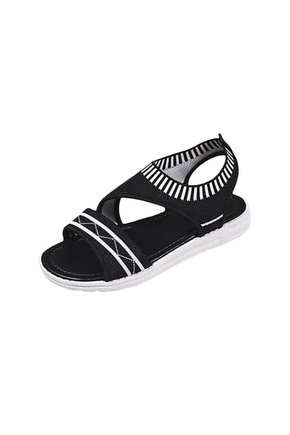 Black Womens Flat Sandals Mesh Fabric Breathable Soft Sole Round Toe Casual Shoes For Women Size 38 Eu 4.5 Uk 6.5 Us Foot Length 9.45 Inches 1Pc Per Order 0.62 Lbs