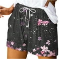 thumbnail image 1 of Black Womens Floral Print Loose Fit Shorts for Women Lace Spandex Lounge Tie Knot Bandage Straight Leg Fall Summer 2025 Clothing Fashion L, 1 of 5