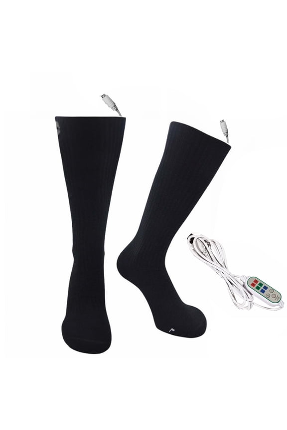 Black Womens Heating Socks Usb Electric Warm Foot Socks Charging Temperature Control Washable Thermal Socks For Cold Weather Indoor Use