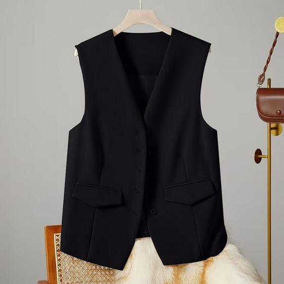 Black Womens Jacket Women's Autumn and Winter Vest Small Waistcoat Suit Waistcoat Jackets for Women