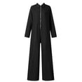thumbnail image 1 of Black Womens Jumpsuits Women's Bodycon Jumpsuits V Neck Long Sleeve High Waisted Slim Fit Long Romper with Pockets Belt Overalls for Women, 1 of 5