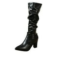 thumbnail image 1 of Black Womens Knee High High Heel Boots For Winter Casual Wear Versatile Cool Stylish Outdoor Boots With Comfortable Fit And Fashionable Design, 1 of 8