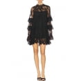 thumbnail image 1 of Black Womens Lace Mini Dress Long Sleeve High Neck See-Through Cocktail Party Dress, 1 of 6