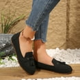 thumbnail image 1 of Black Womens Loafers Fringe Trim Flat Shoes Stylish Casual Lightweight Footwear Daily Commute Leisure Outdoor Warm Cozy Versatile Solid Color Shoes Size 36, 1 of 3