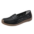 thumbnail image 1 of Black Womens Loafers Summer Slip On Thick Sole Lightweight Non-Slip Bean Flats Fashion Casual Soft Breathable Comfortable Daily Wear Walking Shoes Size 41, 1 of 3