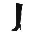 thumbnail image 1 of Black Womens Long Boots With Pointed Toe And High Heel Elastic Upper For A Stylish Look, 1 of 6