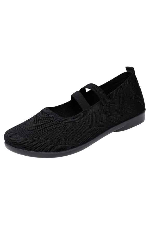 Black Womens Low Cut Flat Shoes Breathable Soft Sole Double Strap Mary Jane Style Slip On Cushioned Insole Non Slip Outsole Lightweight Everyday Size 36