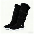 thumbnail image 1 of Black Womens Mid Calf Boots Fleece Lined Ankle Warm Casual Fall Winter Slip Resistant Sole for Daily Commute Shopping Thick Heel Height 1.57 Inches Size 7.5, 1 of 9