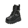 thumbnail image 1 of Black Womens Mid-Calf Boots With Round Toe And Side Zipper For Casual Wear And Thick Sole Comfort, 1 of 9