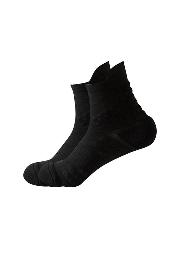 Black Womens Mid Cut Sports Socks Solid Color Odor Proof Sweat Absorption Slip Resistance For Casual Daily Wear All Seasons Free Size Cotton Material In Black