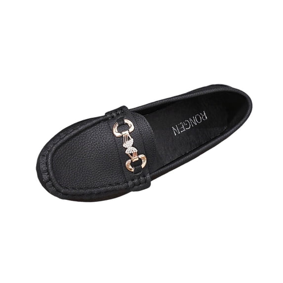 Black Womens Moccasins Solid Color Round Toe Lightweight Slip On Flat Shallow Casual Shoes Soft Lining Comfortable Fit For Daily Walking Size 36