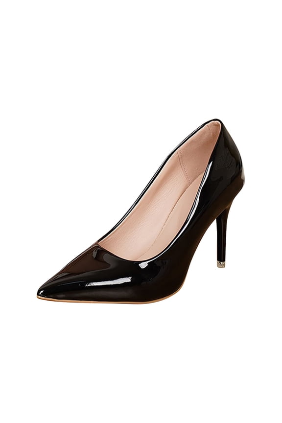 Black Womens Pointed Toe Slim Heel Pumps Fashion Casual Open Vamp Professional Office Wear Comfortable Stylish Daily Footwear For Business Events Size 37