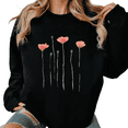 thumbnail image 1 of Black Womens Print Sweatshirt Graphic Sweatshirt S-3XL Valentine's Day Nature Floral Holidays Tops, 1 of 5
