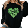 thumbnail image 1 of Black Womens Print Sweatshirt Graphic Sweatshirt S-3XL Watercolor Heart Shamrock Lucky St Patrick's Day Holidays Tops, 1 of 5