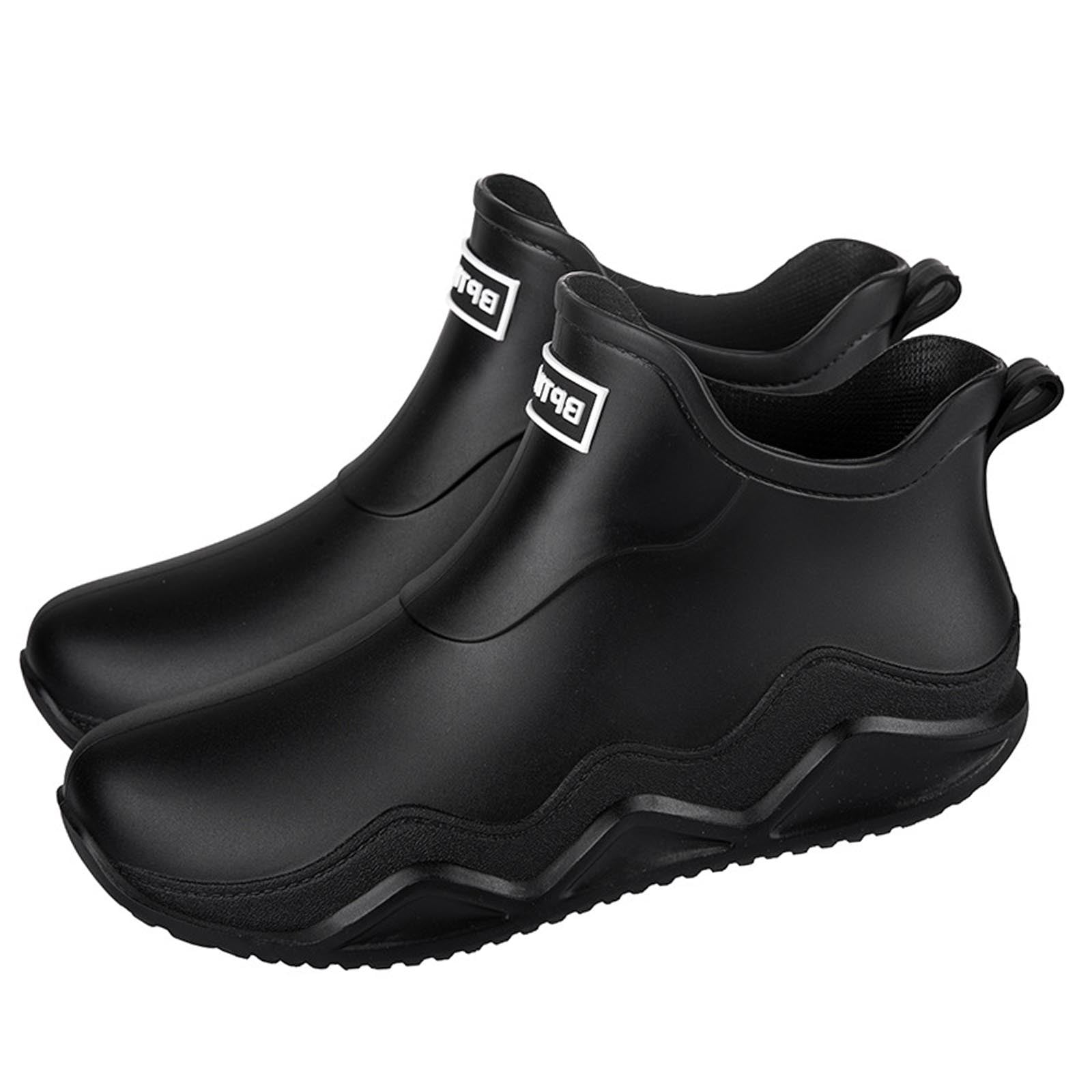 Black Womens Rain Boots Water Shoes Low Top Rubber Sole Casual Outdoor Indoor Non Slip Comfortable Shoes With Letter Design For Everyday Wear Size 40