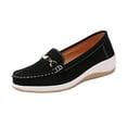 thumbnail image 1 of Black Womens Shallow Mouth Flat Shoes With Metal Buckle For Spring And Summer Wear, 1 of 9