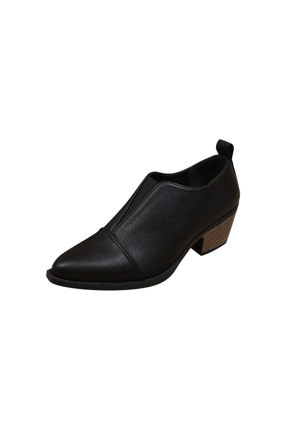 Black Womens Shoes Pointed Toe Closed Toe Low Cut Slip On Block Mid Low Heel Comfortable Lightweight Breathable For Spring Summer Everyday Wear Size 36