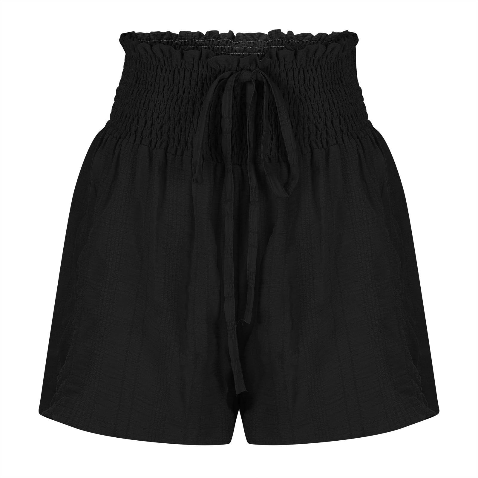 Black Womens Shorts Fashion Flowy Shorts for Women High Waisted