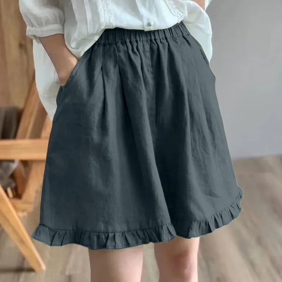 Black Womens Shorts Women's Summer Cotton Linen Shorts Loose Fit Elastic Waist Knee Length Cosy Shorts Casual Beach Shorts with Pockets