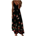 thumbnail image 1 of Black Womens Sleeveless Slip Dresses Floral Graphic Loose Fit Dresses Sun Dress for Ladies Vneck Brunch Maxi Long Fall Summer Dresses 2025 Clothes Trendy M, 1 of 3