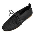 thumbnail image 1 of Black Womens Slip On Casual Shoes With Woven Texture and Adjustable Lace Up Front Flexible Flat Sole for Leisure and Commute Size 5.5, 1 of 7