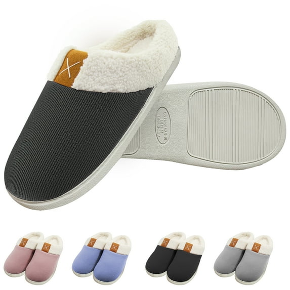 Homieway Women's Slippers, Memory Foam House Slippers, Soft Warm House Shoes for Women and Men, Black